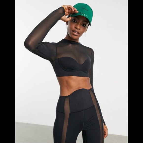 Adidas Beyoncé  IVY PARK IVP LS Mesh Crop Top Sz X Small New Limited Edison - Picture 3 of 14